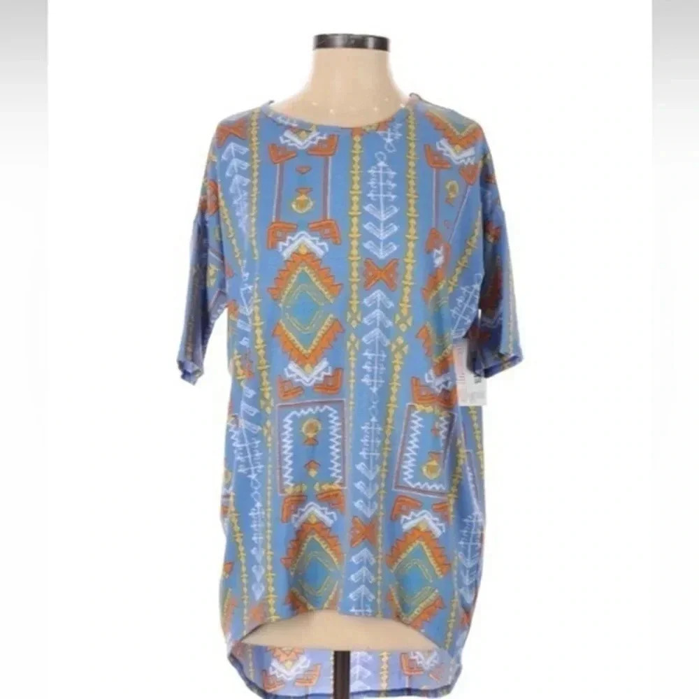 LuLaRoe Irma Oversized Tunic Blouse Aztec Boho Southwestern Print Size XXS NWT